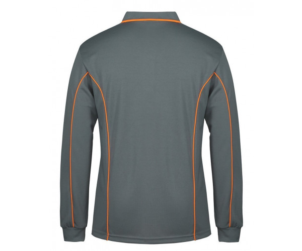 Long Sleeve Polo Shirt With Piping Long Sleeve Polo Shirt With Piping