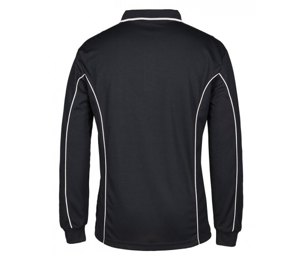 Long Sleeve Polo Shirt With Piping Long Sleeve Polo Shirt With Piping