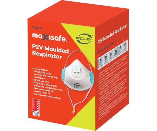 P2 Moulded Valved Respirator with Valve BOX OF 10 Masks RES504 P2 Moulded Valved Respirator with Valve BOX OF 10 Masks RES504 Disposable Respirator Masks