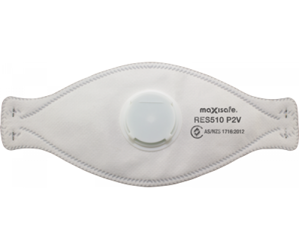 Maxisafe P2 Valved 3 Panel Respirator Face Mask - Certified and Comfortable for All Applications Maxisafe P2 Valved 3 Panel Flat fold Respirator Face Mask Box of 20 Masks with Ezybreathe Technology