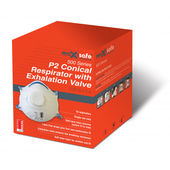 Maxisafe Res514 Conical Respirator Valved P2 N95 Box Of 10