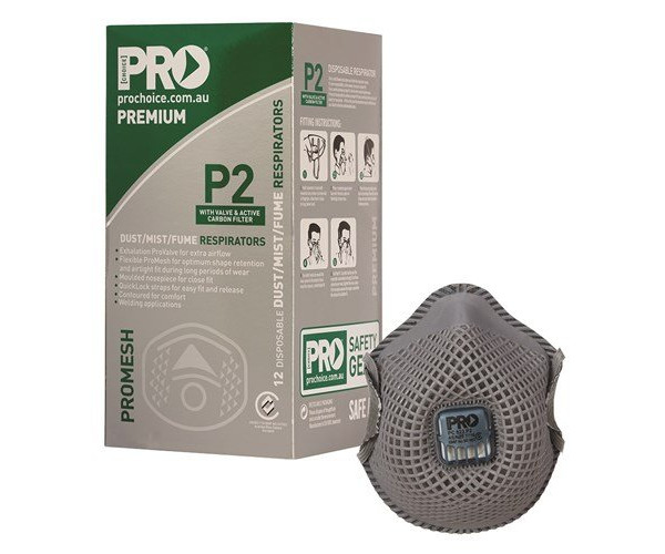 PROMESH Respirator P2 Carbon Filter With Valve PC823 PROMESH Respirator P2 Carbon Filter With Valve PC823 Box of 12 Disposable Respirator Masks