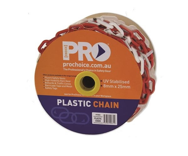 Yellow or Red/White PVC Plastic Linked Chain 8mm Yellow or Red/White PVC Plastic Linked Chain 8mm