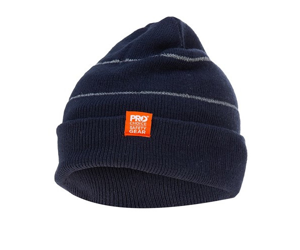 HI-VIS ORANGE OR NAVY BEANIE WITH RETRO-REFLECTIVE STRIPES HI-VIS ORANGE OR NAVY BEANIE WITH RETRO-REFLECTIVE STRIPES