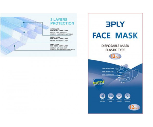 Disposable Face Mask Pack of 12 Surgical Face Mask Pack of 12 Disposable Respirator Masks