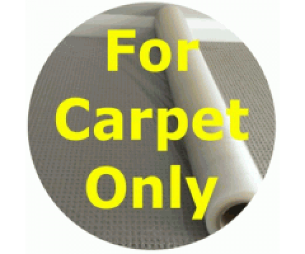 Temporary Self Adhesive Carpet Protection Plastic Film 1M Carpet Protection Film Self Adhesive 1m X 100m in Clear - Front View