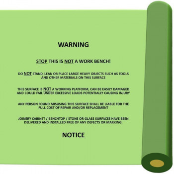 Green Bench Top Protection With Warning Text Self Adhesive Film