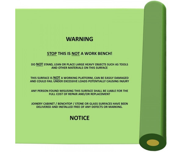 Green Bench Top Protection With Warning Text Self Adhesive Film Self Adhesive Films