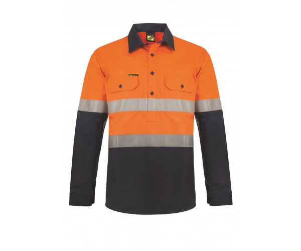2 TONES HALF PLKET SHIRT WITH REFLECTIVE TAPE 2 TONES HALF PLKET SHIRT WITH REFLECTIVE TAPE