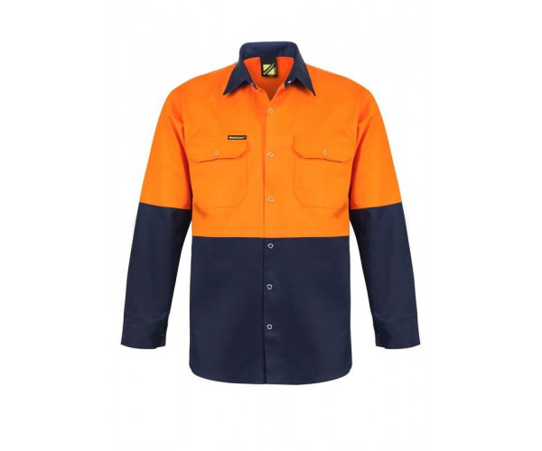 WORK CRAFT TWO TONE LONG SLEEVE SHIRT WITH PRESS STUDS & POCKETS WORK CRAFT TWO TONE LONG SLEEVE SHIRT WITH PRESS STUDS & POCKETS