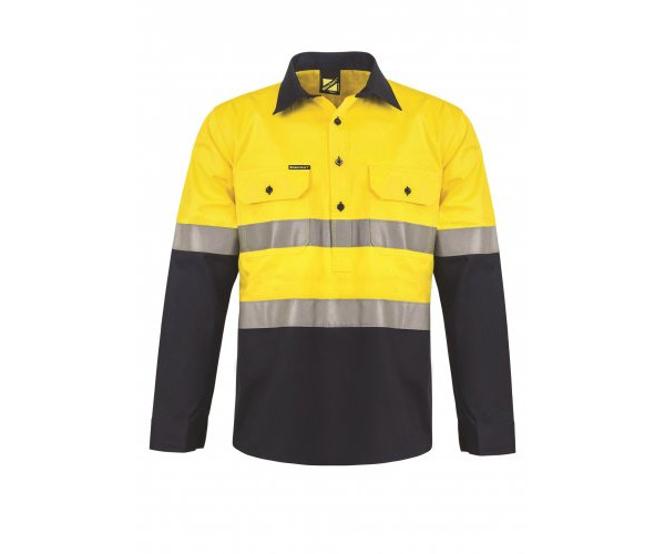 2 TONES HALF PLKET SHIRT WITH REFLECTIVE TAPE 2 TONES HALF PLKET SHIRT WITH REFLECTIVE TAPE