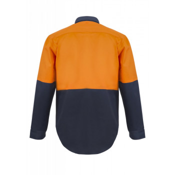 Hi Vis Cotton Drill Shirt With Semi Gusset Long Sleeves