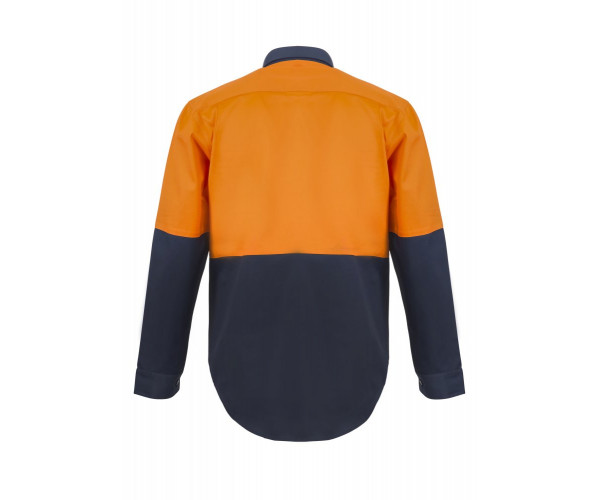 HIVIS COTTON DRILL SHIRT WITH SEMI GUSSET LONG SLEEVES