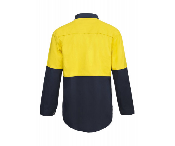HIVIS COTTON DRILL SHIRT WITH SEMI GUSSET LONG SLEEVES