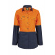 LADIES LIGHTWEIGHT HIVIS LONG SLEEVES VENTED COTTON DRILL SHIRT LADIES LIGHTWEIGHT HIVIS LONG SLEEVES VENTED COTTON DRILL SHIRT