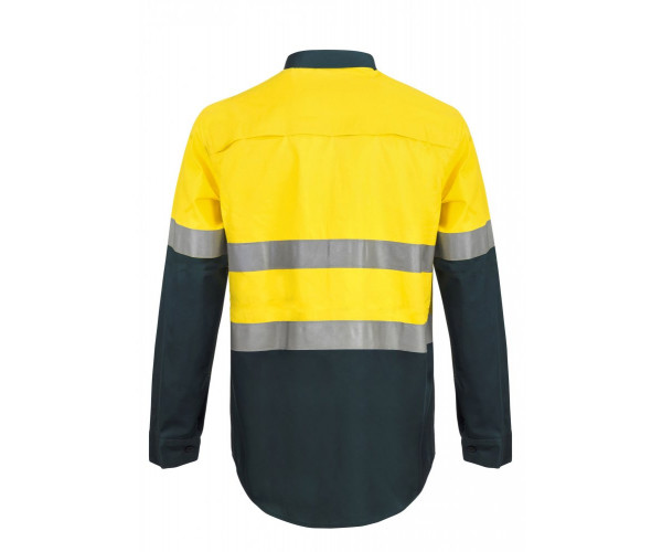 WORK CRAFT HIVIS 2TONE HALF PLACKET SHIRT WITH REFLECTIVE TAPE WORK CRAFT HIVIS 2TONE HALF PLACKET SHIRT WITH REFLECTIVE TAPE