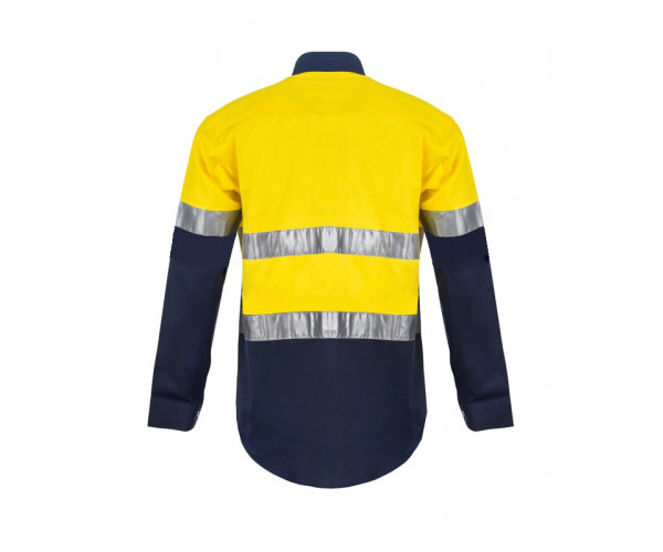 WORK CRAFT HIVIS 2TONE HALF PLACKET SHIRT WITH REFLECTIVE TAPE WORK CRAFT HIVIS 2TONE HALF PLACKET SHIRT WITH REFLECTIVE TAPE