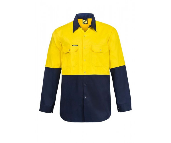 WORK CRAFT TWO TONE LONG SLEEVE SHIRT WITH PRESS STUDS & POCKETS WORK CRAFT TWO TONE LONG SLEEVE SHIRT WITH PRESS STUDS & POCKETS