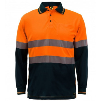 Hi Vis Long Sleeves Micromesh Polo With Pocket And Reflective Tape