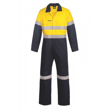 Hi Vis Two Tone Cotton Drill  Coveralls With Reflective Tape 