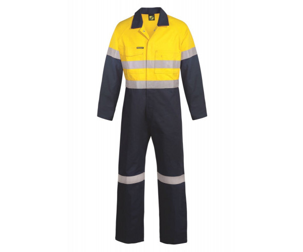 HI VIS TWO TONE COTTON DRILL COVERALLS WITH REFLECTIVE TAPE HI VIS TWO TONE COTTON DRILL COVERALLS WITH REFLECTIVE TAPE