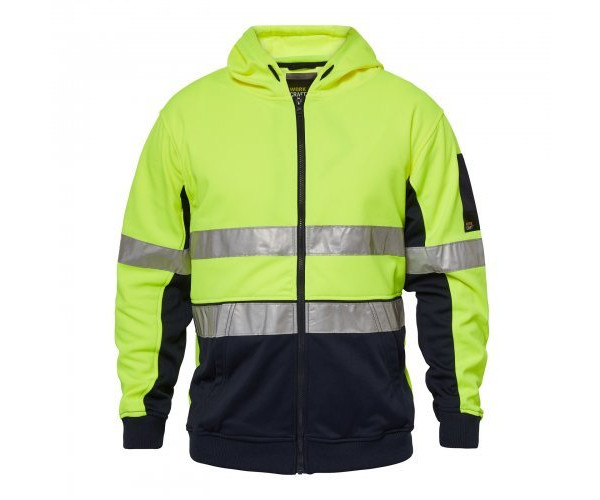 HI VIS Zipper Fleece Hoodie with Reflective Tape